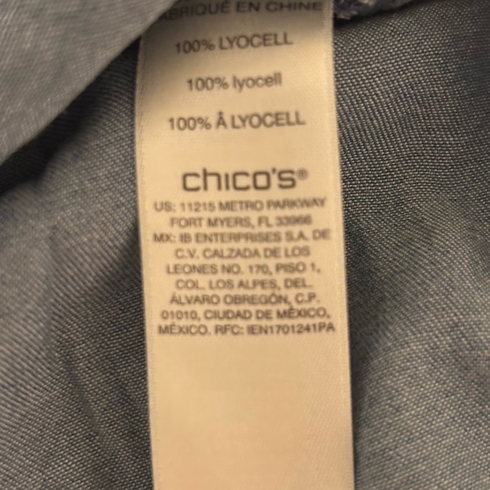 Chico's Dark Blue Denim Shirt - Picture 3 of 8